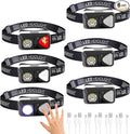 6 Pack Rechargeable Headlamp Flashlight, LED Head Lamp with White Red Light, Super Bright USB-C Headlight Motion Sensor Head Lamp for Adults 11 Mode Outdoor Camping Running Hiking Fishing