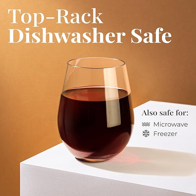 Vivocci Unbreakable Plastic Stemless Wine Glasses 20 oz | 100% Tritan Heavy Base | Shatterproof Glassware | Ideal For Cocktails & Scotch | Perfect For Homes & Bars | Dishwasher-Safe | Set of 4