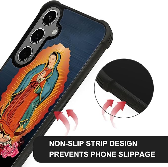 for Samsung Galaxy S24 S25 Plus Case, Red Virgen Guadalupe Pattern Graphic Design Girl Boy Soft Silicone Hard Acrylic Shock Protection for Samsung Galaxy S24 S25 Plus