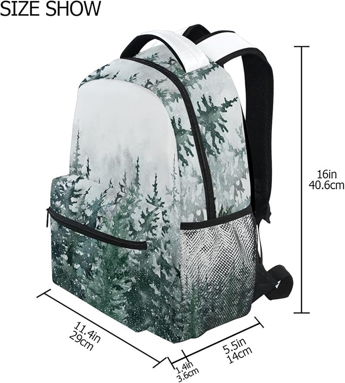 Winter Forest Kids Backpack Pinewood Tree School Backpacks Boys Girls Preschool Book Bag