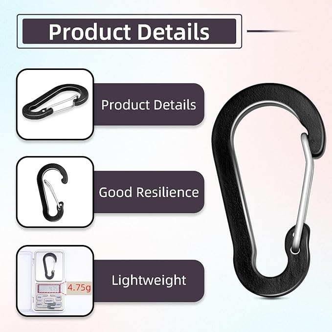 10pcs Aluminum Small Carabiner Clip, 2 Inch Carabiner Keychain Clasp Spring D Ring for Hanging Home KeyRings Hook Paracord Lanyard Keychain Pet Collar Hiking Camping Fishing Accessories (Red)