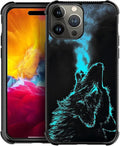 for iPhone 15 Pro Case, Blue Breathing Wolf Pattern Graphic Design Girl Boy Soft Silicone Hard Acrylic Shock Protection for iPhone 15 Pro
