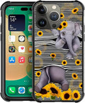 for iPhone 12 Pro Max Case, Cute Little Elephant Sunflower White Line Art Pattern Graphic Design Girl Boy Soft Silicone Hard Acrylic Shock Protection for iPhone 12 Pro Max