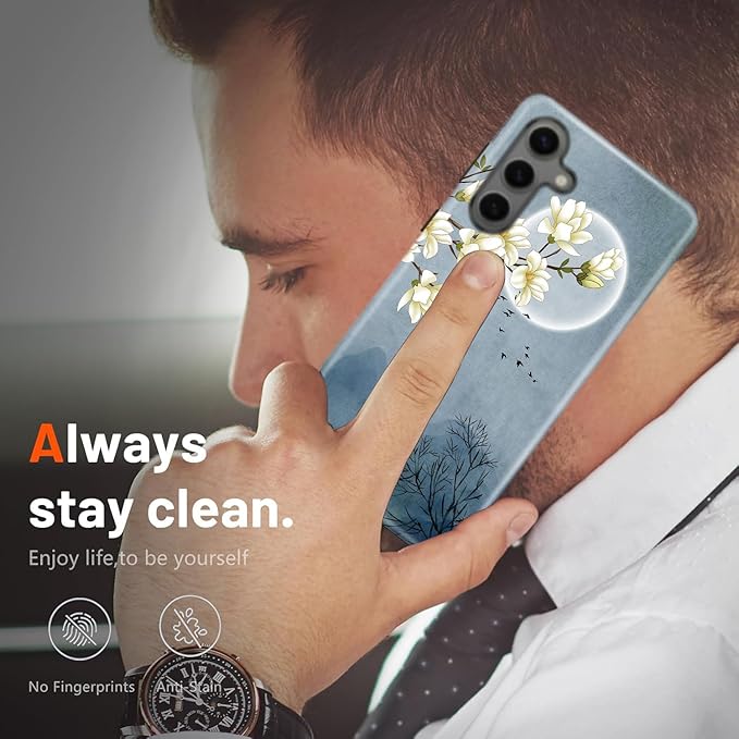Compatible for Samsung Galaxy A56 5G Case, Dual Layer Heavy Duty 2 in 1 Shockproof Protective Phone Case,Magnolia Flowers Mountain and Birds