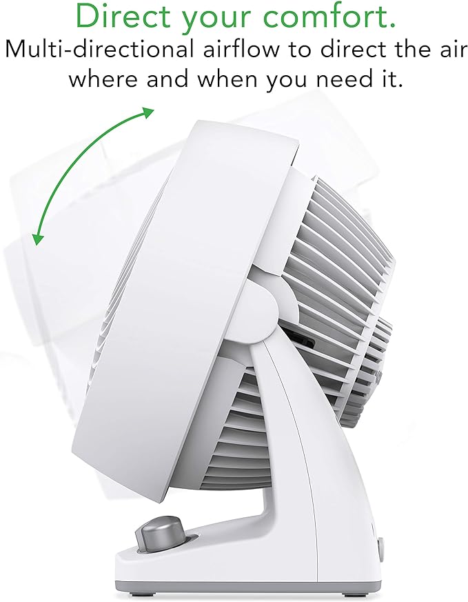 Vornado 133DC Energy Smart Compact Air Circulator with Variable Speed Control, DC Motor, Adjustable Tilt, Quiet Operation for Bedroom, Office, and Home Use, White