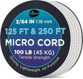 TECEUM Micro Paracord – 1.18 mm X 125 ft – Micro Utility Cord – Thin Braided Paracord Rope – Best for Crafting, DIY Projects, Fishing, Camping – Wind Chime Replacement – Survival Strong String