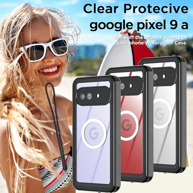 AICase for Google Pixel 9a Case Waterproof Clear with MagSafe Snowproof,Dustproof and Shockproof,IP68 Certified Real 360 Full Body Protection Water Proof Underwater Cover for Google Pixel 9a 6.3" 2025