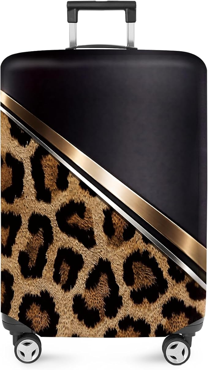 ANNA QUEEN Leopard Print Luggage Cover, Luxury Animal Pattern Suitcase Protector for 20-22 Inch Travel Bags