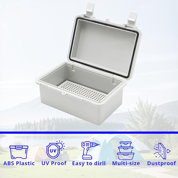 MAKERELE Electrical Weatherproof Outdoor Junction Box Small With Wall Bracket 5.9"5.9"3.5" (15015090mm) Universal Durable Cable Enclosure Include Mounting Panel Dustproof With 2 NPT 1/4” Glands