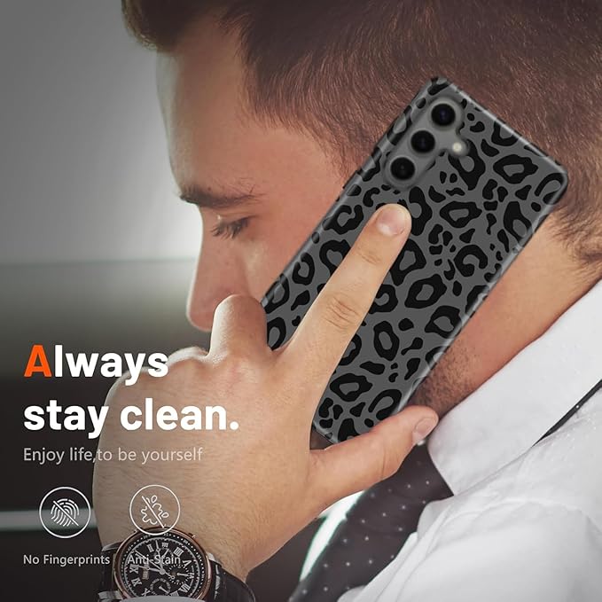 Compatible for Samsung Galaxy A17 5G Case, Dual Layer Heavy Duty 2 in 1 Shockproof Protective Phone Case,Black Cheetah Leopard Print