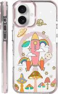 Case for iPhone 16,[Compatible with MagSafe],Spaceship Mushroom Phone Case Design，for Women Girls Magnetic Clear Cover - Slim, Sleek, & Shockproof Protection
