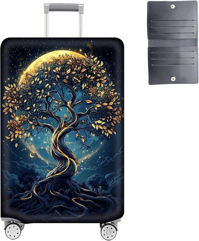 Luggage Cover Protector for 30-32 Inch Suitcases, TSA Approved Elastic Travel Suitcase Covers, Anti-Scratch Washable Luggage Sleeve for Carry On & Checked Bags, Tree of the Universe