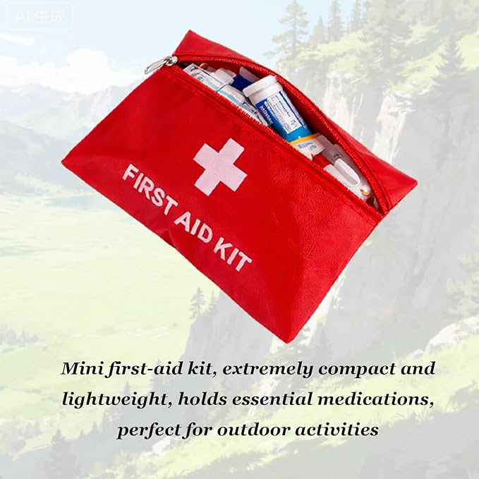 QCWN 6 Pack Empty First Aid Bag Mini Medical Kit Pouch Small Travel Emergency Survival Storage Bags for Car Home Hiking Camping Waterproof Red