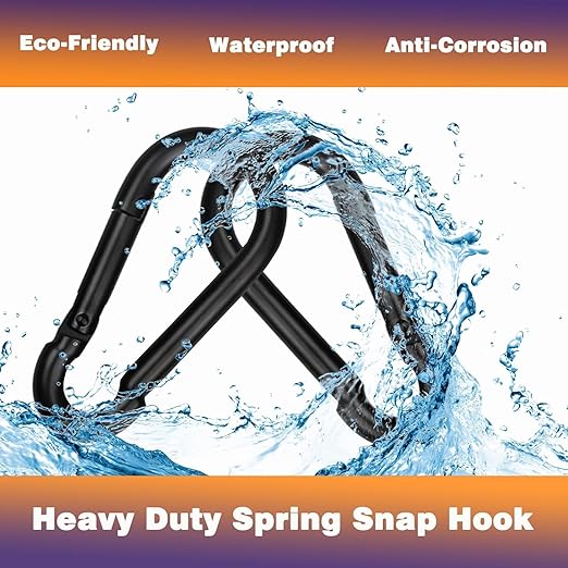 20PCS M8 Heavy Duty Carabiner Clip, 3Inch Snap Hook Quick Link Small Carabiner Clips,Spring Link Buckle for Fishing Camping Hammock Dog Leashes-550LBS Holding Capacity (Black)