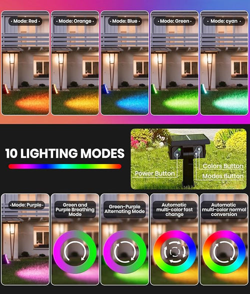 12 Pack - Solar Christmas Lights Outdoor Waterproof,6 Color Changing Spotlights &10 Modes, IP67 Waterproof,105° Adjustable Solar Spot Lights for Pathway/Garden/Yard/Patio/Landscape/Backyard Xmas Decor