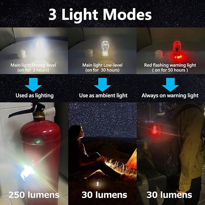 USB Mini LED Lantern, 2 Pack Waterproof EDC Keychain LED Flashlight for Camping, Type-C Rechargeable Battery Small Stick Lamp Puck Dog Collar Torch Light (Blue+Red)