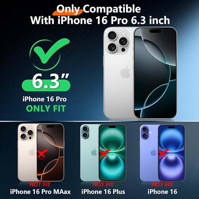 2025 New Designed for iPhone 16 Pro Case Waterproof, [Compatible with MagSafe][Built-in Camera & Screen Protector][Full Body Shockproof][IP68 Waterproof][Dustproof] Phone Case for iPhone 16 Pro 6.3"