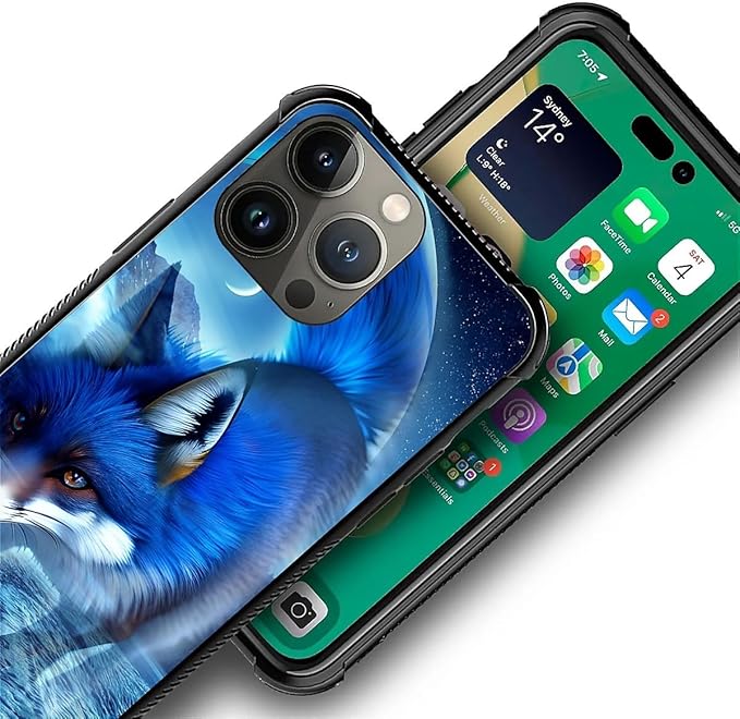 for iPhone 13 Pro Max Case, Snowy Mountain Fox Lake Pattern Graphic Design Girl Boy Soft Silicone Hard Acrylic Shock Protection for iPhone 13 Pro Max