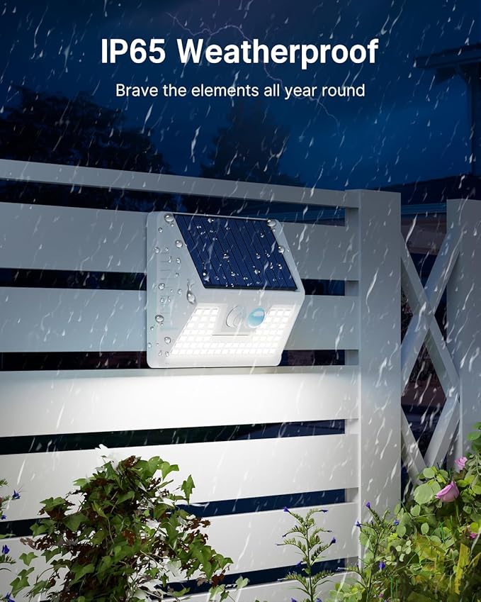 vighep 12Pack White Solar Lights Outdoor Motion Sensor, 6000K Cool Light/3 Lighting Modes, IP65 Waterproof Solar Powered Wall Lights Outside for Garden Fence Backyard Deck Driveway
