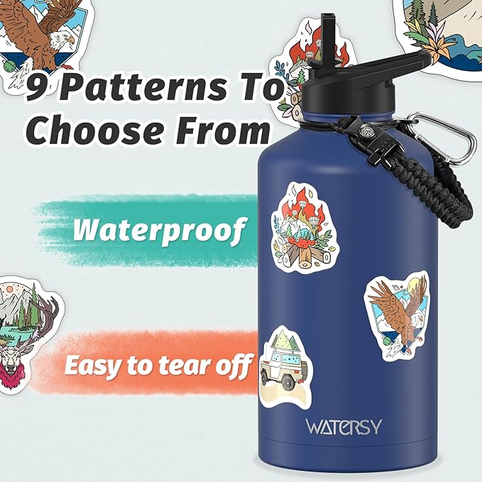 87oz Insulated Water Bottle (Cold for 48 Hrs),BPA Free&Leak Proof,1.5 Gallon Stainless Steel Water Flask,Water Jug with Straw Spout Lids for Gym,Hiking,Camping,Deep Blue