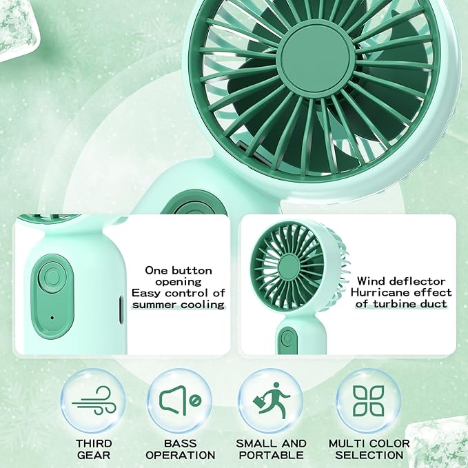 Rossesay 36 Pcs Mini Portable Fan Bulk Cute Handheld Lightweight Small Little Personal Hand Eyelash Fan 3 Speeds USB Rechargeable for Women Men Indoor Outdoor Makeup Travel (Green)