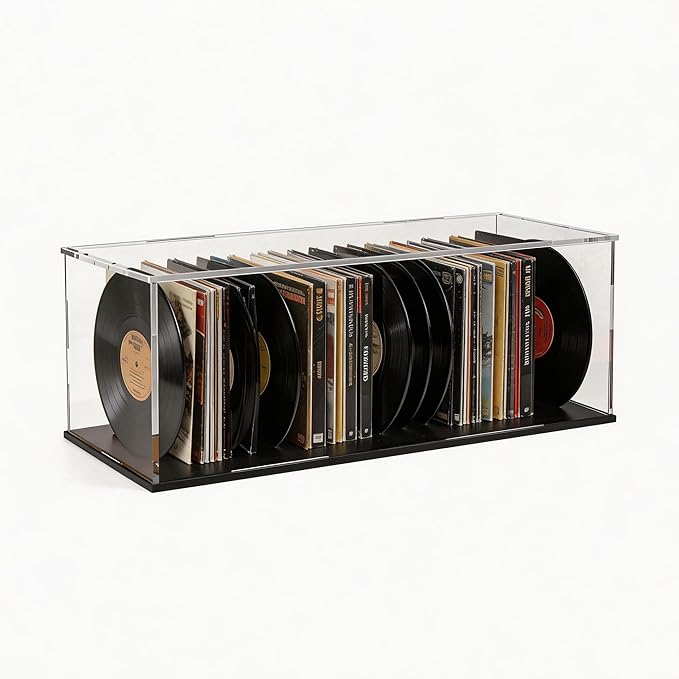 Display Case for Light Saber and Sword, Acrylic Box for Trophy and Toy Figures, Clear Acrylic Display Cases with Matte Black Base for Collection Protection and Storage, 14x5x5 inch