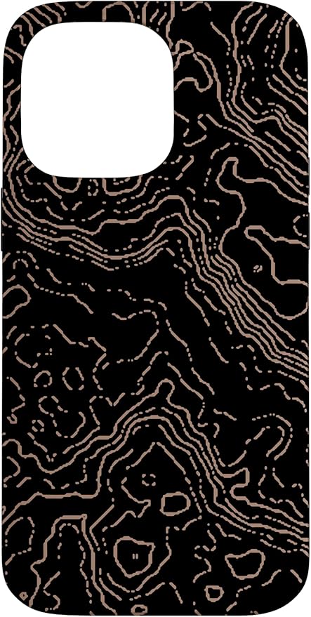 Topography Black & Brown Abstract Pattern Topographic Map Case for iPhone 14 Pro Max