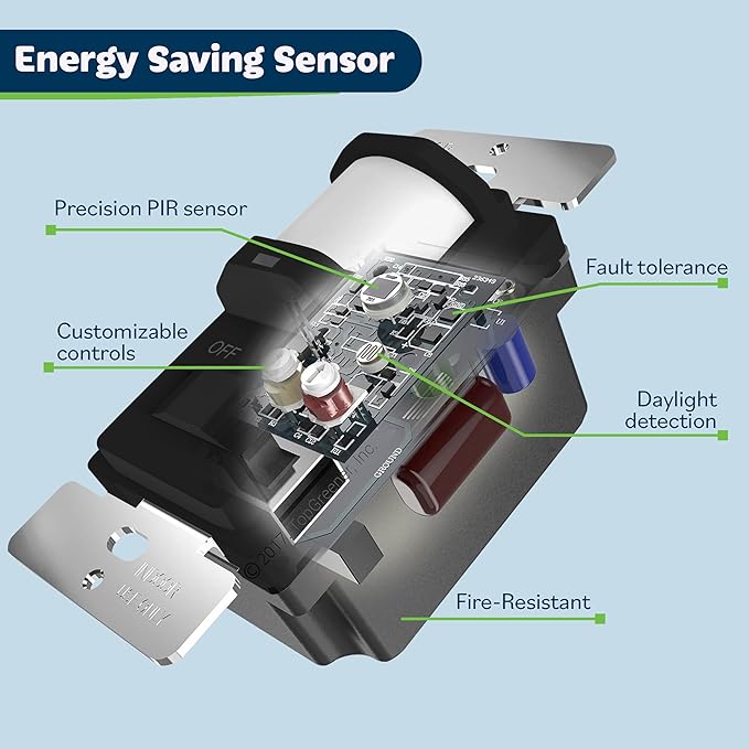 TOPGREENER in Wall PIR Motion Sensor Light Switch, Occupancy Sensor Switch, 𝐍𝐞𝐮𝐭𝐫𝐚𝐥 𝐖𝐢𝐫𝐞 𝐑𝐞𝐪𝐮𝐢𝐫𝐞𝐝, On/Off Override, 𝐒𝐢𝐧𝐠𝐥𝐞 𝐏𝐨𝐥𝐞, 4A, 500W, TSOS5-BKWP,Black,4 Pack
