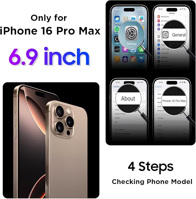 Temdan Compatible with iPhone 16 Pro Max Case Waterproof, Built-in Screen & Camera Protector IP68 Underwater Full Body 16FT Military Dropproof Shockproof Phone Case 6.9"-Black/Clear