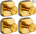 Suction Cup Hooks for Shower Heavy Duty No-Drill– Reusable Multi-Purpose Hooks Adheres to Glass, Mirrors, Tiles & Smooth Surfaces for Towels, Robes, Loofah& Body Sponge (4, Brushed Gold)