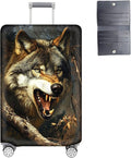 Luggage Cover Protector for 30-32 Inch Suitcases, TSA Approved Elastic Travel Suitcase Covers, Anti-Scratch Washable Luggage Sleeve for Carry On & Checked Bags, Fierce Wolf