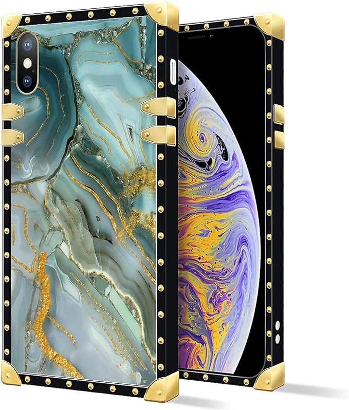 Compatible with iPhone Xs Max Case, Golden Texture Marble Veining Luxury Golden Decoration for Girl Women Soft TPU Shockproof Protective Hard PC Back for iPhone Xs Max