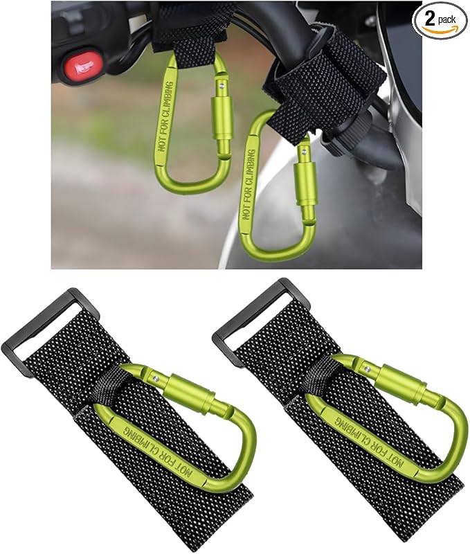 KVAEY 2 Pack Multipurpose Hook for Hanging Helmet, Goggle, Headsets, Durable Carabiners, Roll Bar Accessory Hook Hanger (Green)
