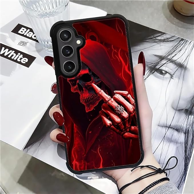 for Samsung Galaxy S23 FE Case, Gestures Funny Skull Pattern Graphic Design Girl Boy Soft Silicone Hard Acrylic Shock Protection for Samsung Galaxy S23 FE