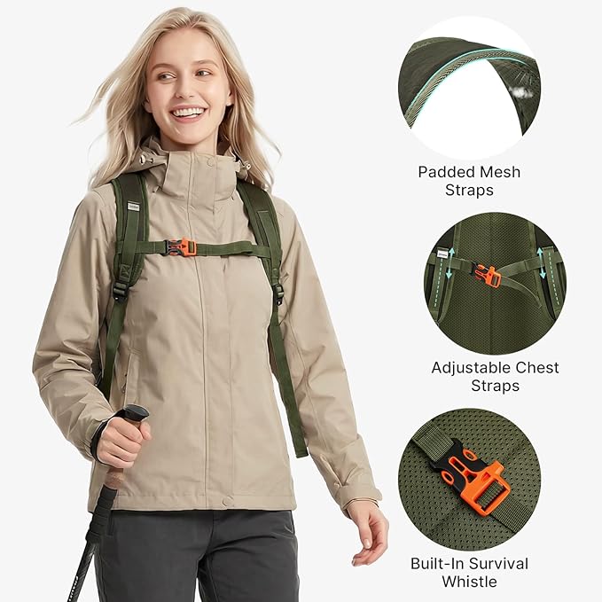 G4Free 10L Small Backpack for Women Men Lightweight Mini Travel Backpacks Hiking Casual Daypack, Dark Green & Beige