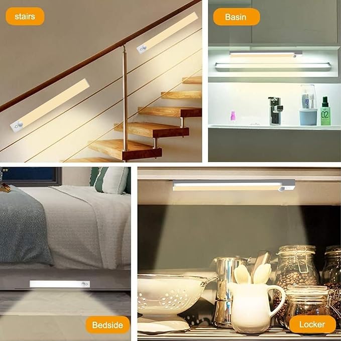 12-Pack 12-Inch Under Cabinet Lighting with 2 charging station Rechargeable Motion Sensor Light Indoor 3 Color Dimmable Closet Light,USB Stick LED Magnetic Under Counter Lights for Kitchen Stair