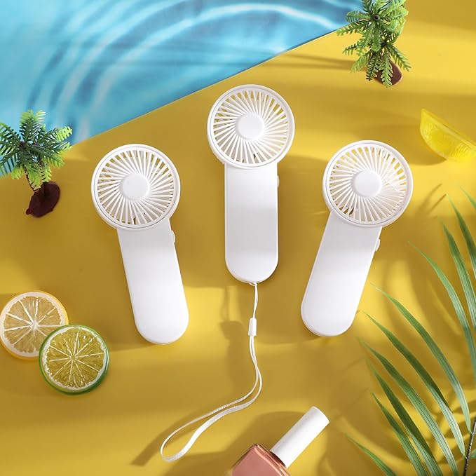 Sumind 20 Pcs Small Personal Portable Fan Mini Handheld Bulk 1 Speed Electric Cute Battery Powered for Neck Lash Makeup Women Men Travel Camping Indoor Outdoor Summer (White)