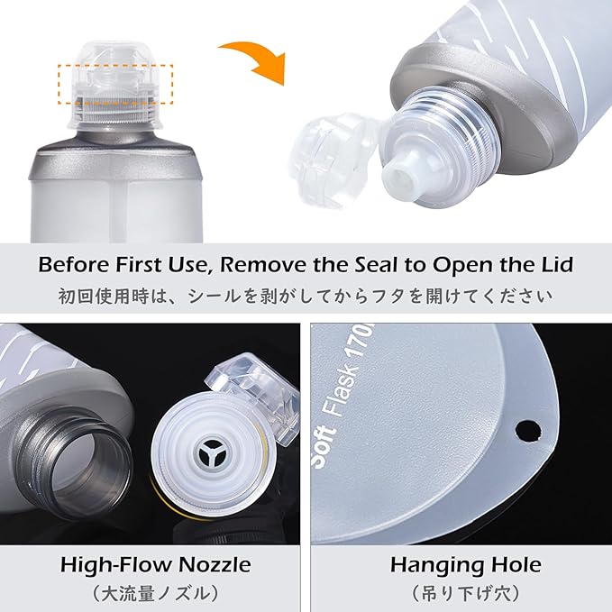 TRIWONDER Water Bottles TPU Soft Flasks Collapsible Running Flasks for Hydration Pack Backpack Hiking Cycling (170ml/5.75oz)