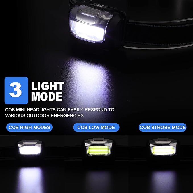 Macarrie 30 Pack LED Headlamps IPX4 Waterproof 3 Modes Headlamp Flashlight Bright Head Lights Camping Accessories for Adults Kids Hiking, Running, Repairing, Batteries Not Included (Black)