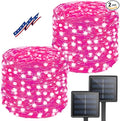 Solar Pink Valentine String Lights Outdoor, 2-Pack Total 80FT 200 LED Solar Twinkle Lights Outside Waterproof Copper Wire 8 Modes Fairy Lights for Garden Tree Party Birthday Xmas Valentines Day Decor