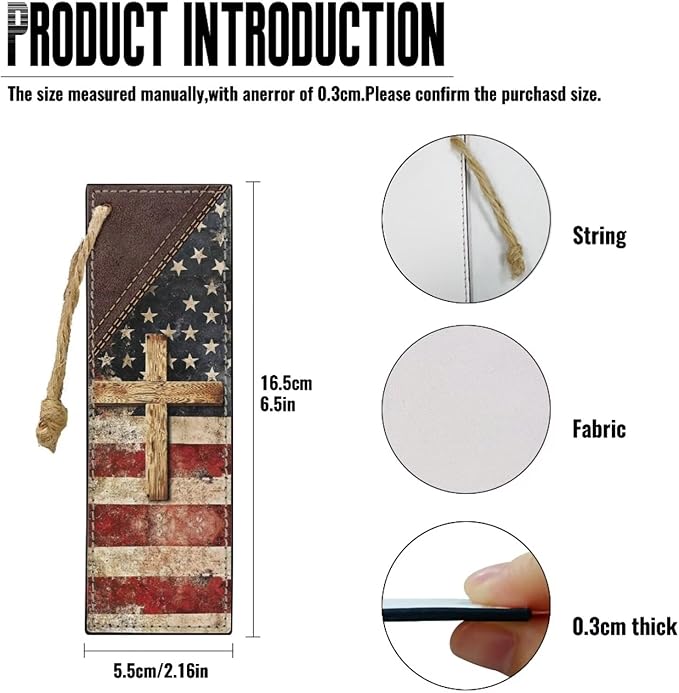 Large Bible Cover Case for Women Men Amercan Flag and Cross PU Leather Bible Case with Bookmark Church Bag Book Carrying Case Bible Cover for Women Men Bible Case for Men Women