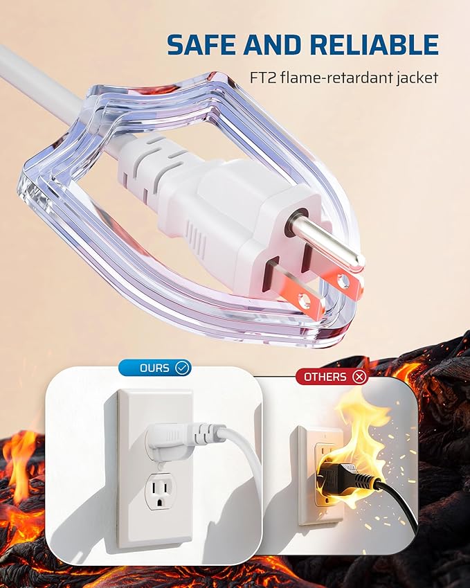 DEWENWILS 3-Pack 2FT Heavy Duty Extension Cord, 16 AWG SJTW Weatherproof Power Cable for Indoor, 3-Prong Grounded Plug for Holiday Decor/Home/Garden, ETL Listed, White