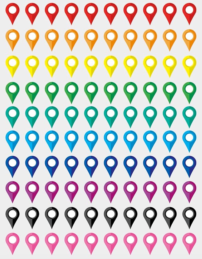 0.375x0.6 inch 100 PCS Map Location Position Stickers