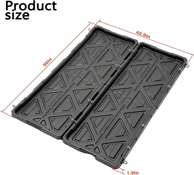 Truck Bed Slide Out Cargo Tray, 56" L x 42.9" W Size Slide-Out Truck Bed Organizer Tray for 5’+Long Beds, Sliding Truck Organizers and Storage Tray with Open Hooks & Elastic Cargo Net
