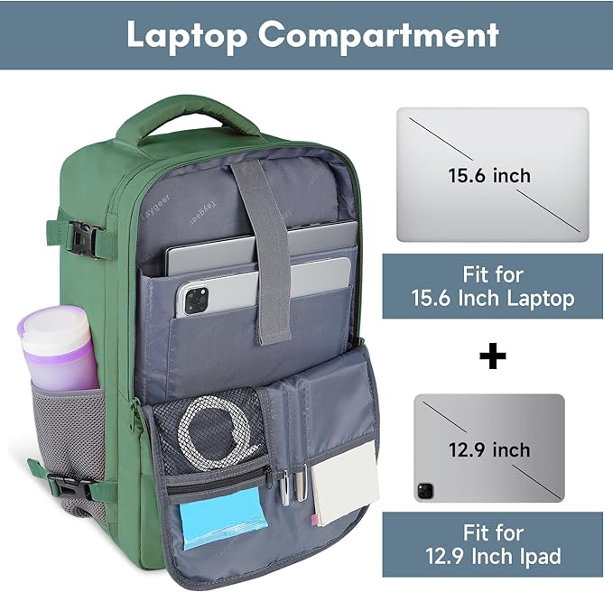 Taygeer Travel Backpack for Women, Carry On Backpack with Water Bottle Pocket & Shoe Pouch, TSA 15.6" Laptop Back Pack Flight Approved, College Gym Bag Casual Daypack for Weekender Business Hiking
