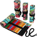 Funny live 24/36/48/72 Slots Colored Pencil Wrap Roll up Pen Holder Case Drawing Coloring Pencil Roll Organizer Stationery Case for Student Artist Traveler (Fallen leaves, 48 Slots)