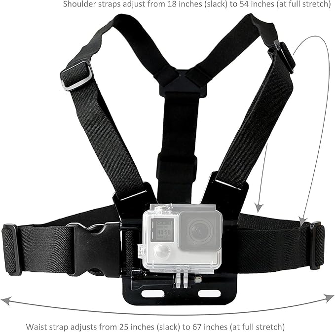 Universal Action Camera Accessories Bundle Head Chest Strap Mount/Selfie Stick/Floating Hand Grip Compatible with Dragon Touch/AKASO EK7000 Brave 4 5 6 7 LE V50X/GoPro Hero 13 12 11 10 9 8 7