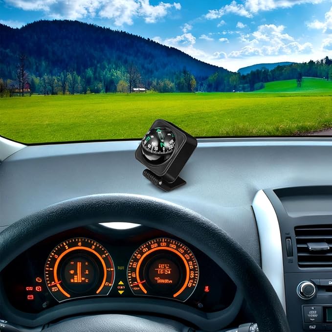 DOITOOL Car Compass Portable Auto Dashboard Ball Compass for Accurate Direction Navigation Suitable for Cars and Boats 2.59X2.16X2.16In