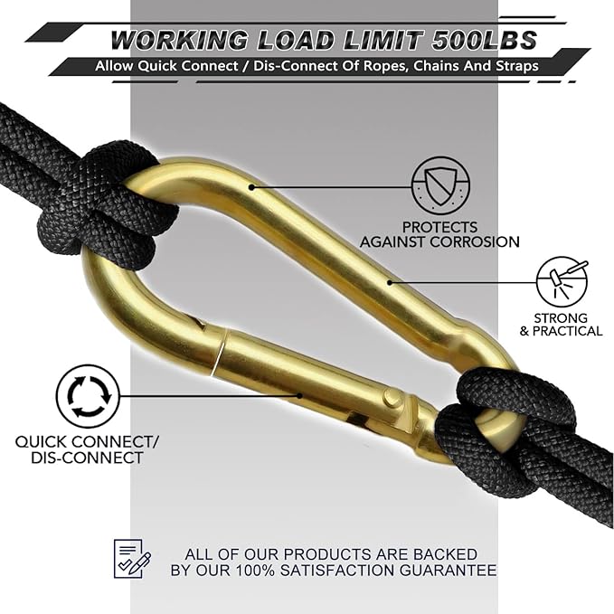 AUTMATCH Carabiner Clips, 3" Spring Snap Hook Caribeener Clips Buckle Heavy Duty Locking Carabiners Chain Quick Links, 4 Pack