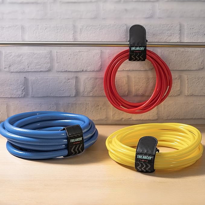 Trilancer Elastic Cinch Straps with Anti-Slip Strips, 14 "x 2" (6 Pack) Multipurpose Hook and Loop Bundling Straps for Hose, Cords, Bike, Luggage, Camping, Yoga Mats